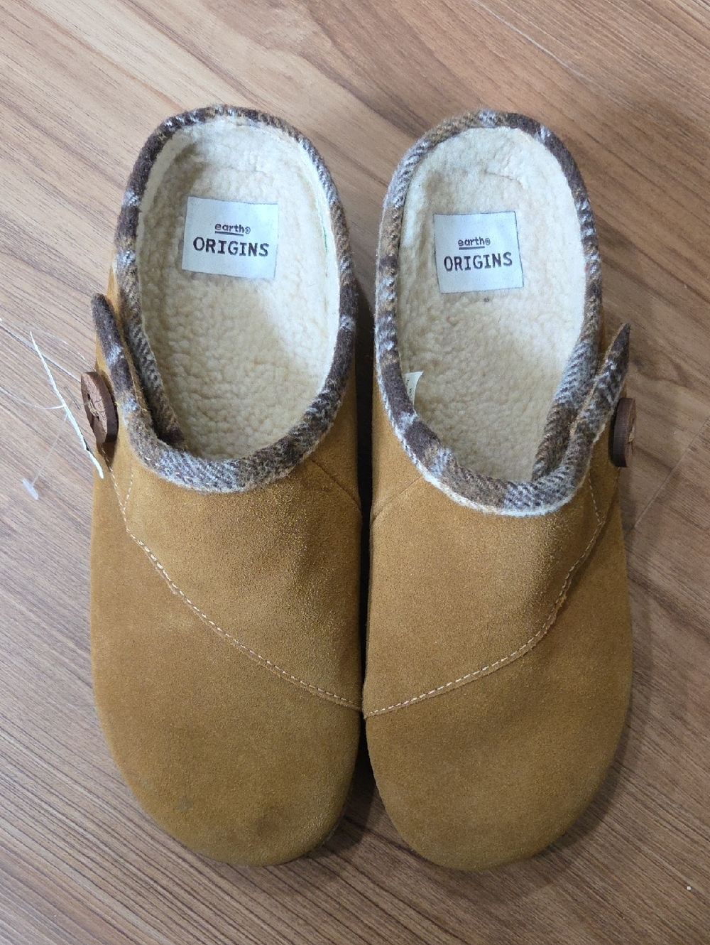 Earth Origins Cinnamon Leather Slip-On Clogs with Sherpa Lining